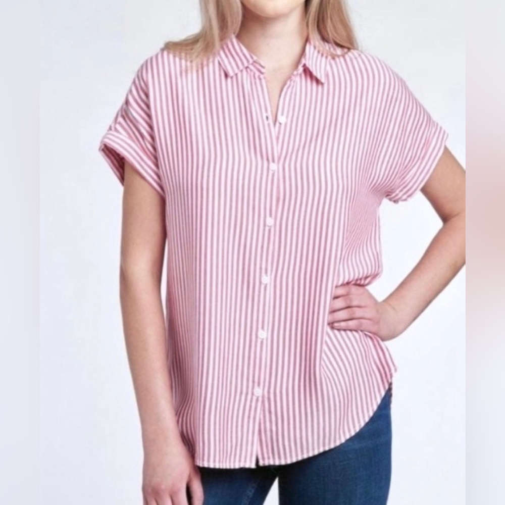 Beach lunch lounge  Spencer Striped Short Sleeve Camp Shirt